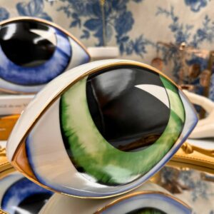 Green All-Seeing Eye Porcelain Paperweight, front view