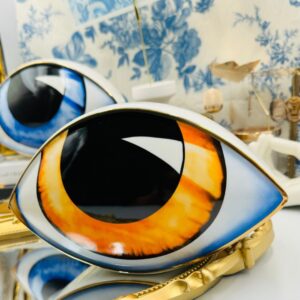Orange All-Seeing Eye Porcelain Paperweight, front view