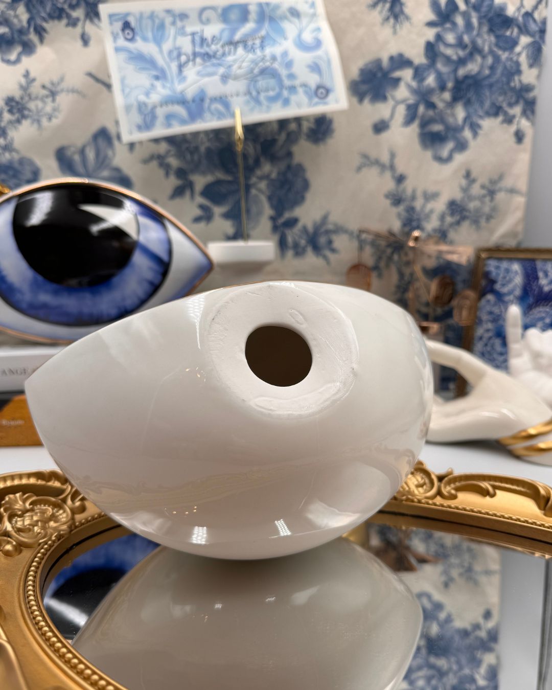 Bottom view of blue All-Seeing Eye porcelain