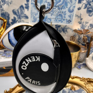 Oversized silver-tone circular clip on KENZO Kontact Eye leather pouch
