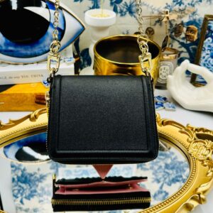 Black Chiara Ferragni Eyelike wallet on chain, back view