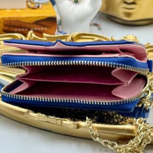 Interior of blue CHIARA FERRAGNI Eyelike Wallet on Chain