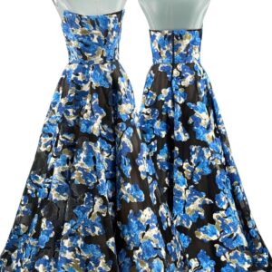 BRONX AND BANCO Cassandra Gown in black and blue floral tulle, main