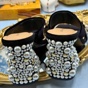 Pearl and stud ornamentation on curved heel of GIANNI BINI Penei sandal