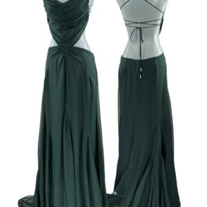CULT GAIA Aphea forest-green silk dress, main