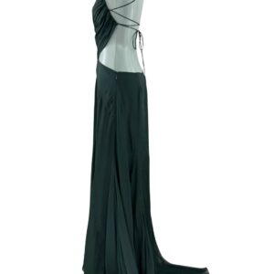 CULT GAIA Aphea forest-green silk dress, side view