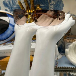 MIU MIU A51S rimless sunglasses with bronze lenses and gold-tone metal frame