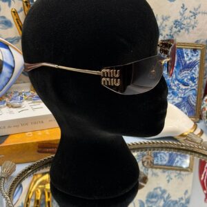 MIU MIU A51S rimless sunglasses with bronze lenses and gold-tone metal frame
