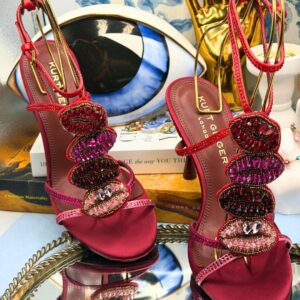 Four crystal-embellished lip motifs on KURT GEIGER LONDON Kurt Kiss sandal