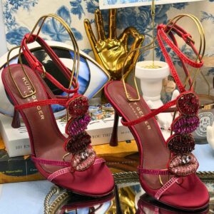 Pair of KURT GEIGER LONDON Kurt Kiss red satin crystal sandals