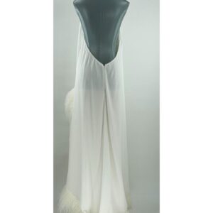 Back view of white BRONX AND BANCO Madeline Halterneck Gown