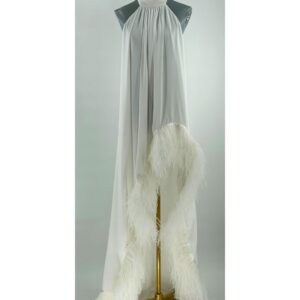BRONX AND BANCO Madeline Halterneck Gown in white, front view