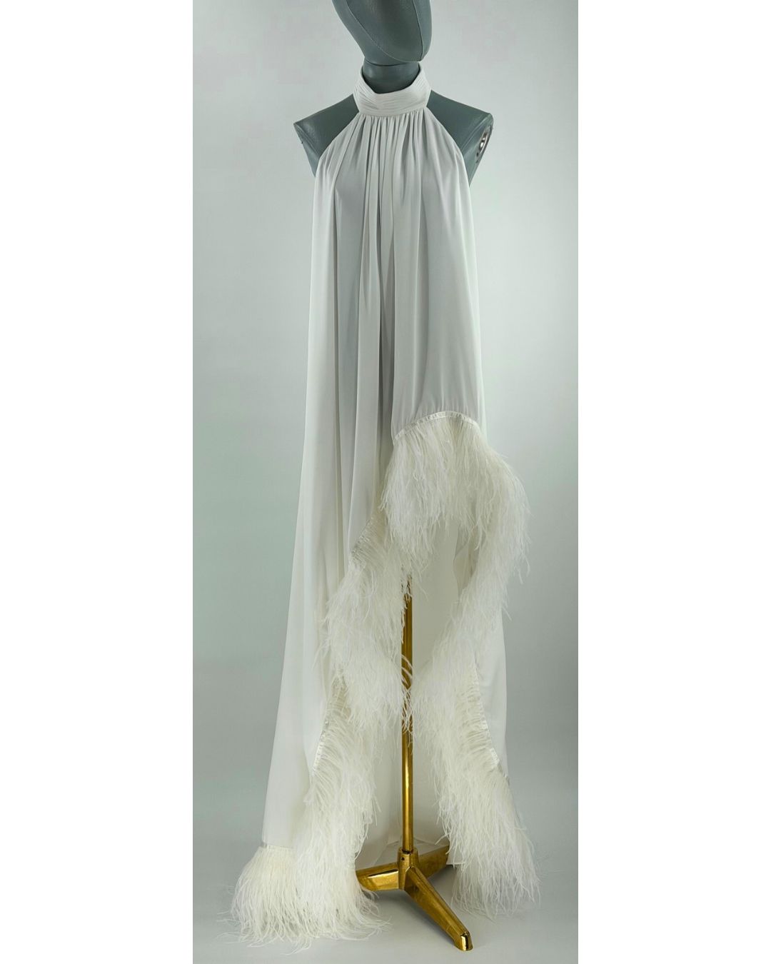 BRONX AND BANCO Madeline Halterneck Gown in white, front view