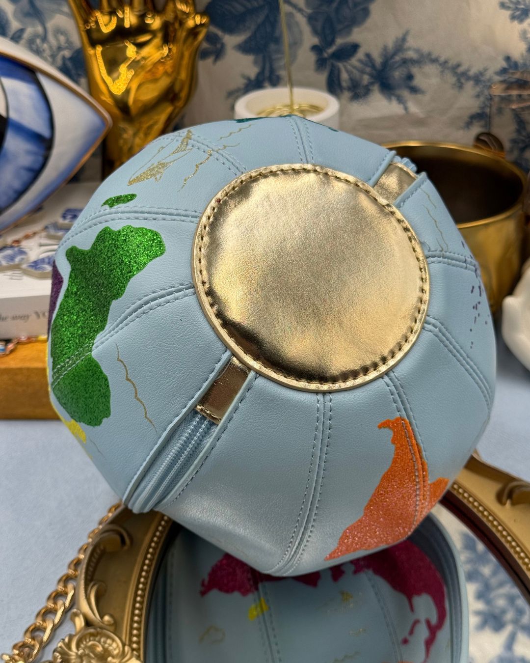 Bottom view of BETSEY JOHNSON Earth To Betsey globe crossbody bag