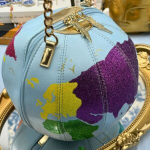 Multicoloured glitter continent detail on BETSEY JOHNSON globe bag