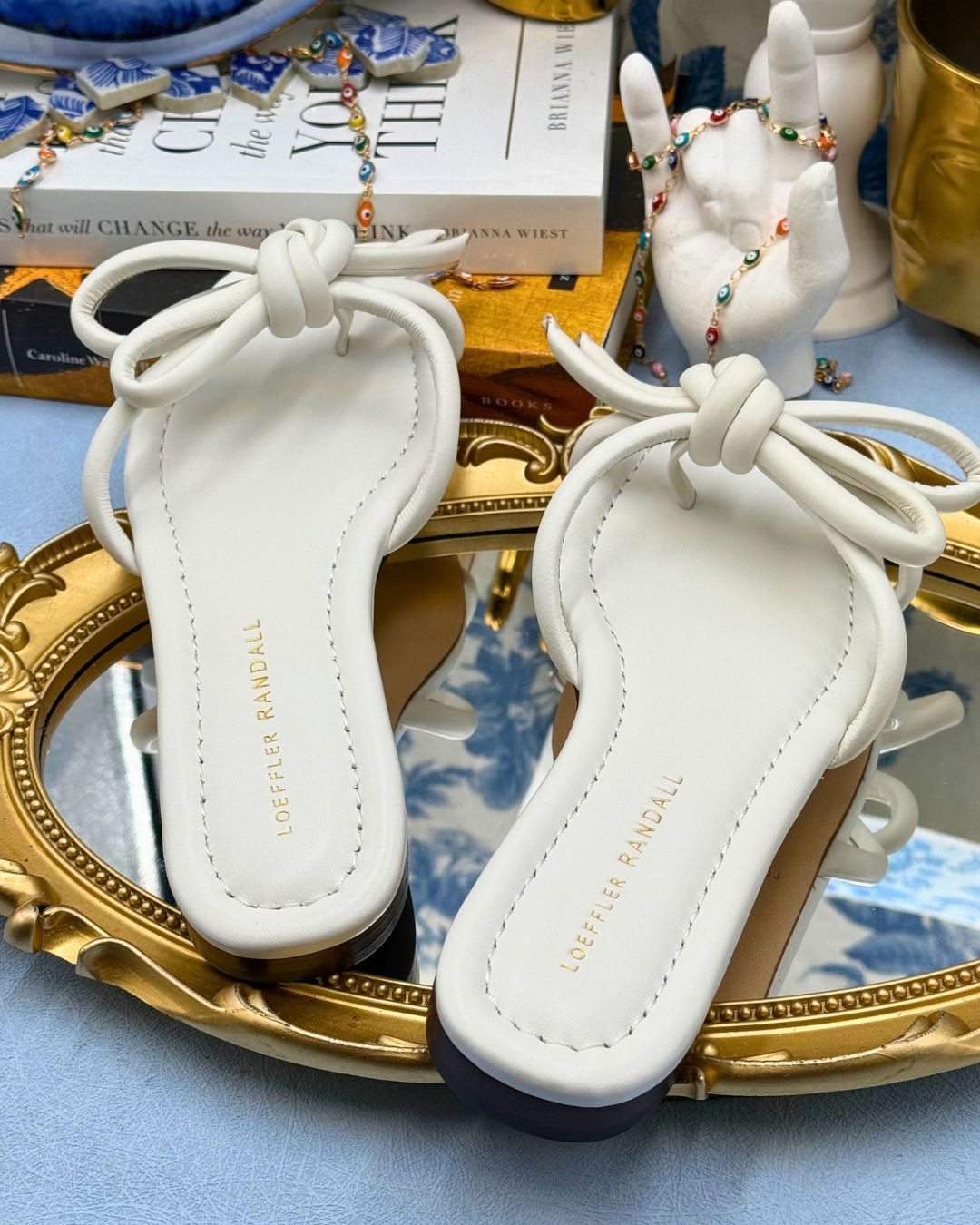 Padded footbed and gold-stamped logo on LOEFFLER RANDALL Hadley sandal