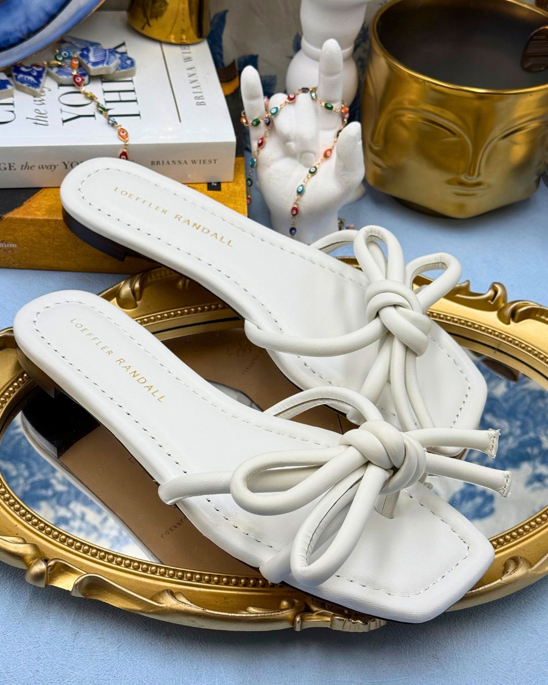 Side view of LOEFFLER RANDALL Hadley flat leather sandal
