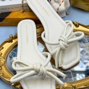 Square open toe of LOEFFLER RANDALL Hadley white leather sandal