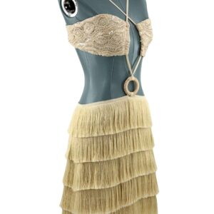 Angled view of PATBO Crochet Bloom cut-out mini dress
