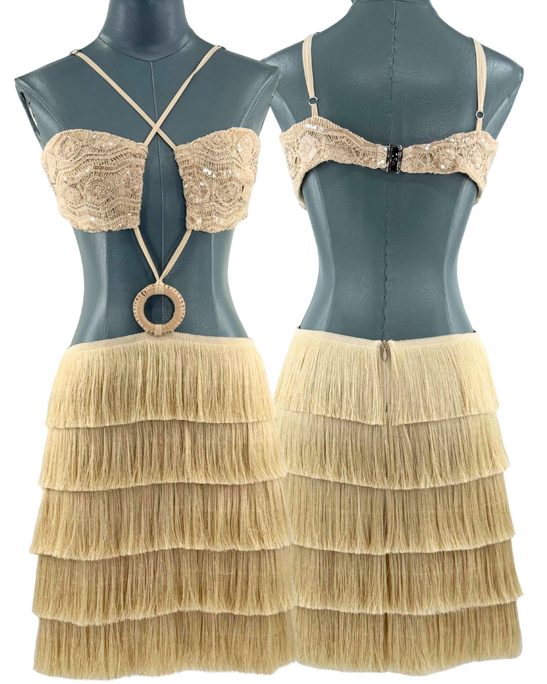 PATBO Crochet Bloom beige cut-out crochet mini dress, main image
