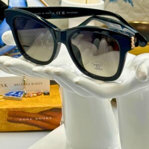 CHANEL 5482H black acetate square sunglasses with grey gradient lenses
