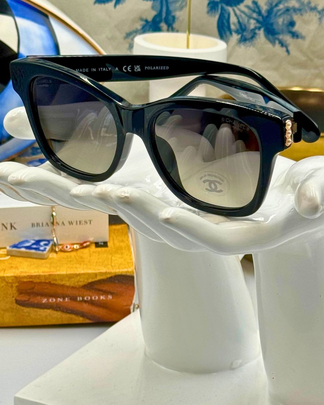CHANEL 5482H black acetate square sunglasses with grey gradient lenses