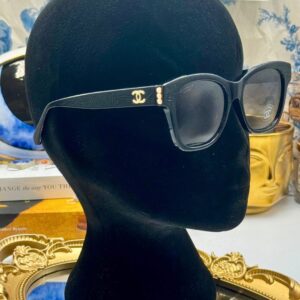 CHANEL 5482H black square sunglasses worn on the face