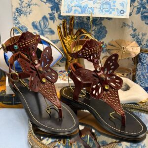 KURT GEIGER LONDON Boho Butterfly Gladiator sandals in brown leather