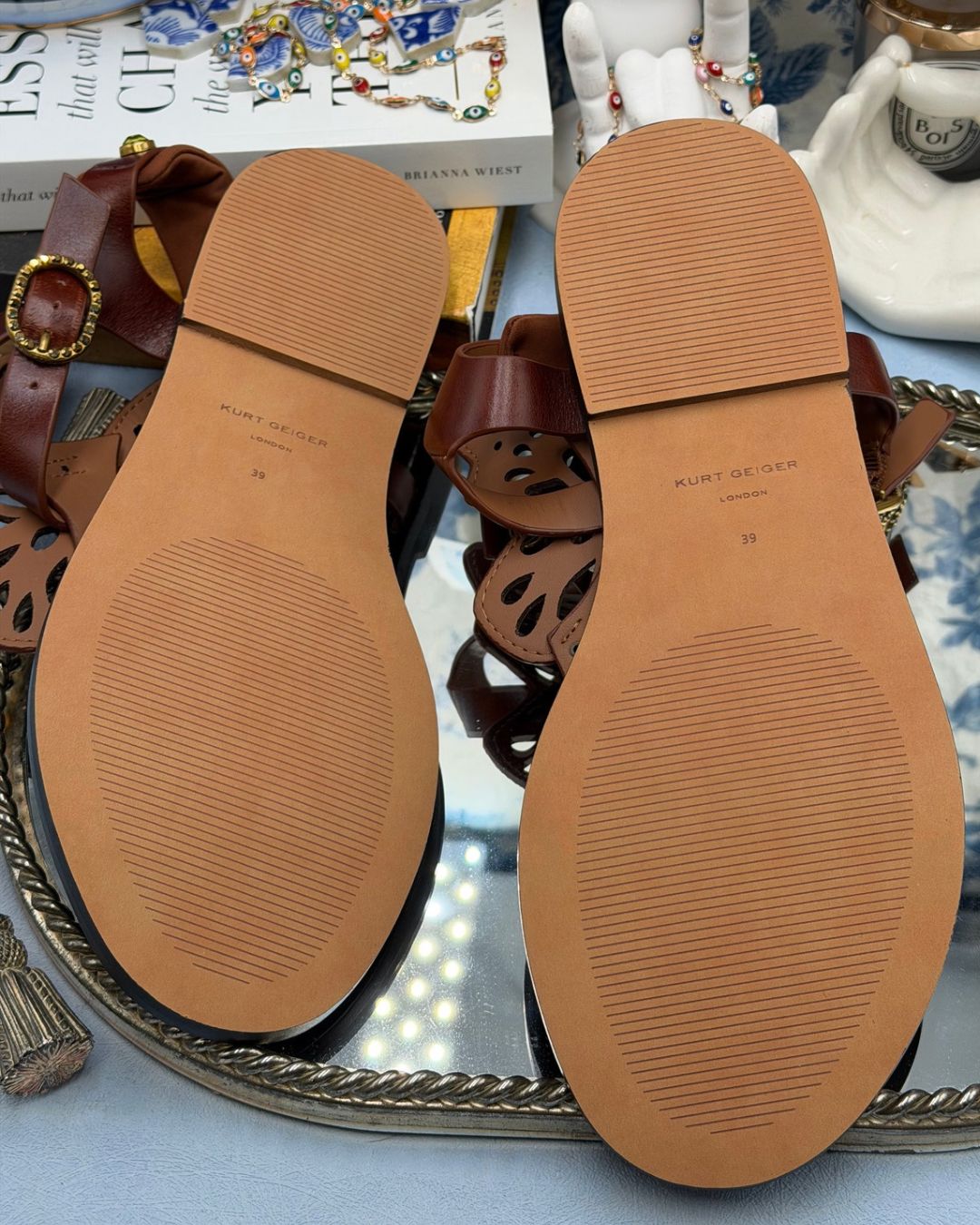 Sole of KURT GEIGER LONDON Boho Butterfly Gladiator sandal