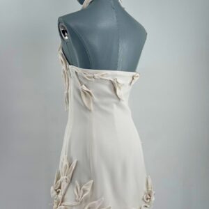 CULT GAIA Elliana Calla Lily Mini Dress in off white, back view