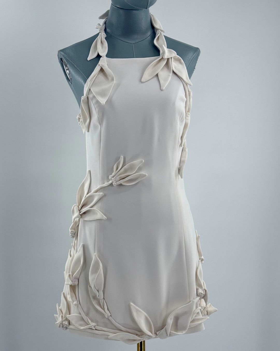 CULT GAIA Elliana Calla Lily Mini Dress in off white, front view