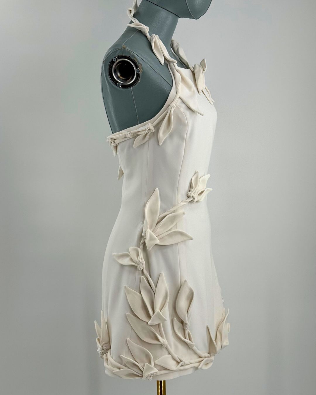CULT GAIA Elliana Calla Lily Mini Dress in off white, side view