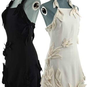 CULT GAIA Elliana Calla Lily Mini Dress in Black and Off White