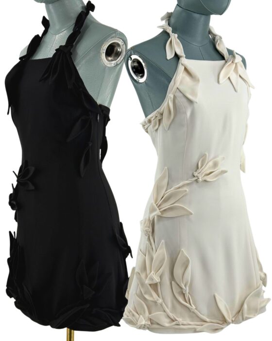 CULT GAIA Elliana Calla Lily Mini Dress in Black and Off White