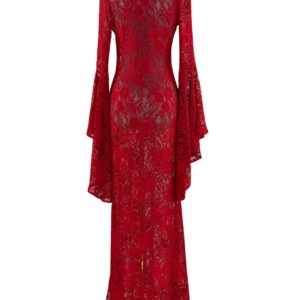 Sheer red floral lace detail on ALEXANDRA MIRO Kara Kaftan