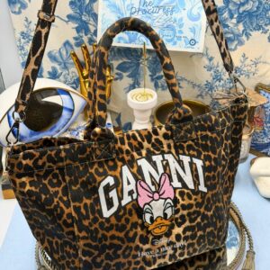 GANNI x DISNEY Daisy Duck Leopard Small Tote, front view