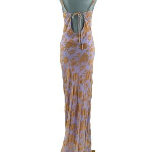 Back view of lilac RAT & BOA Athena Devoré Velvet Maxi Dress