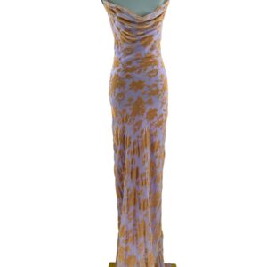 RAT & BOA Athena Devoré Velvet Maxi Dress in lilac, front view
