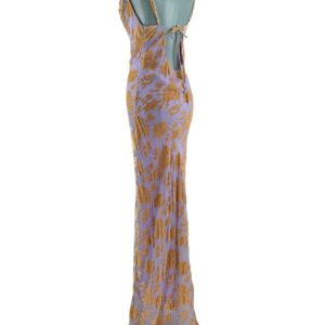 Keyhole tie-back detail on RAT & BOA Athena Devoré Velvet Maxi Dress