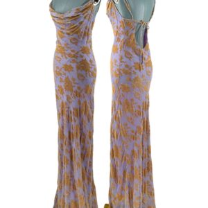 RAT & BOA Athena Devoré Velvet Maxi Dress in lilac, frontispiece image