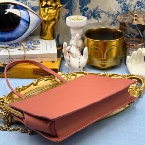 Bottom of Rosewood Pink OROTON Icon Frame Clutch