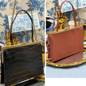 OROTON Icon Frame Clutches in Black and Rosewood Pink