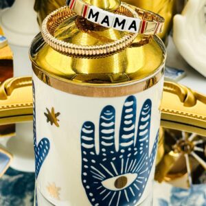 Hand-painted MAMA lettering on ROXANNE ASSOULIN bracelet