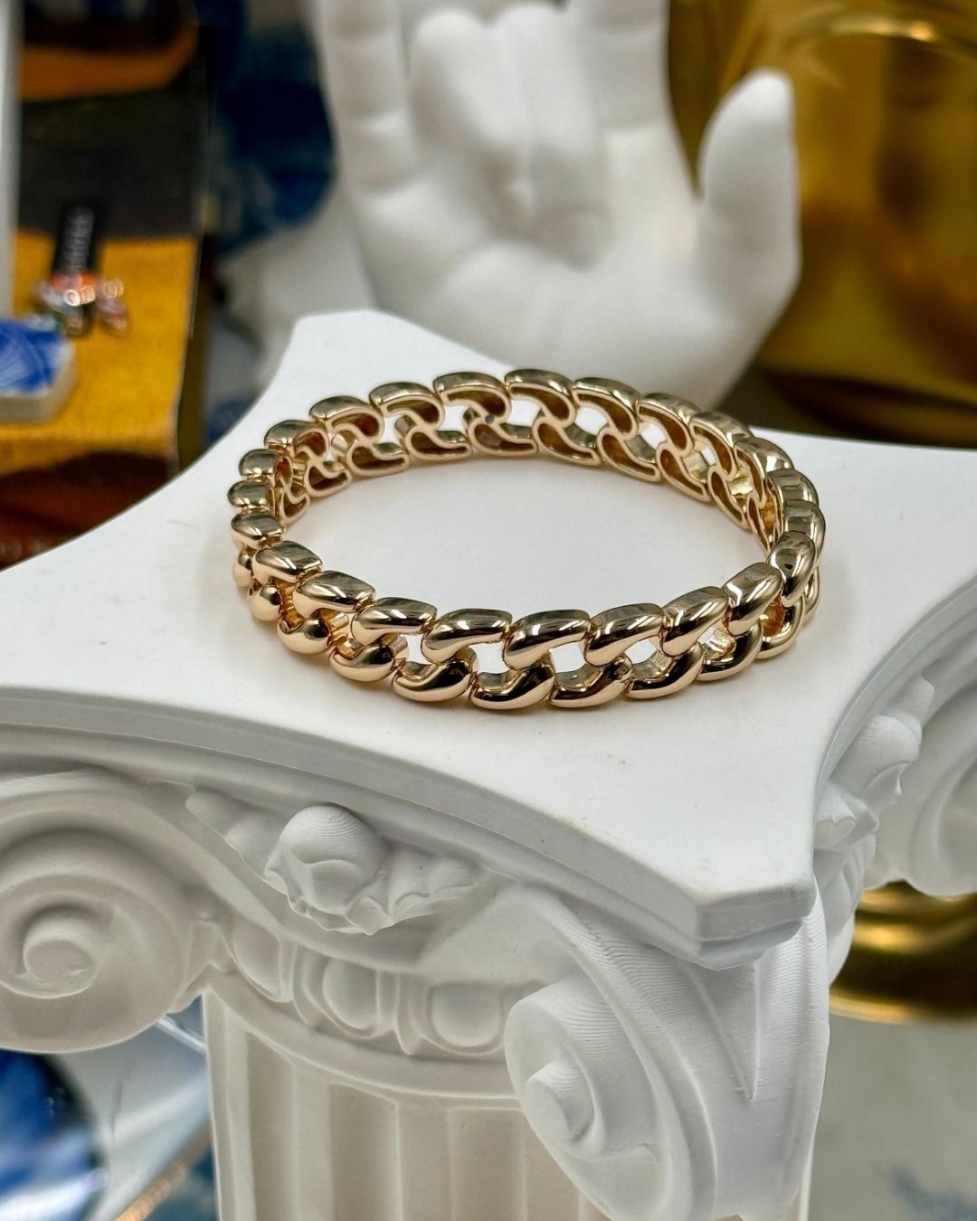 Curb-link-inspired enamel and gold-tone detail on MAMA Link Bracelet