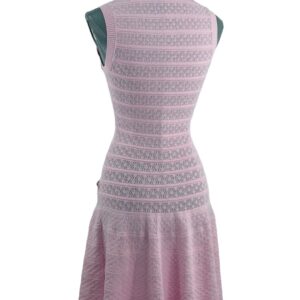 Back view of pink SELF-PORTRAIT Pointelle Diamanté Knit Mini Dress
