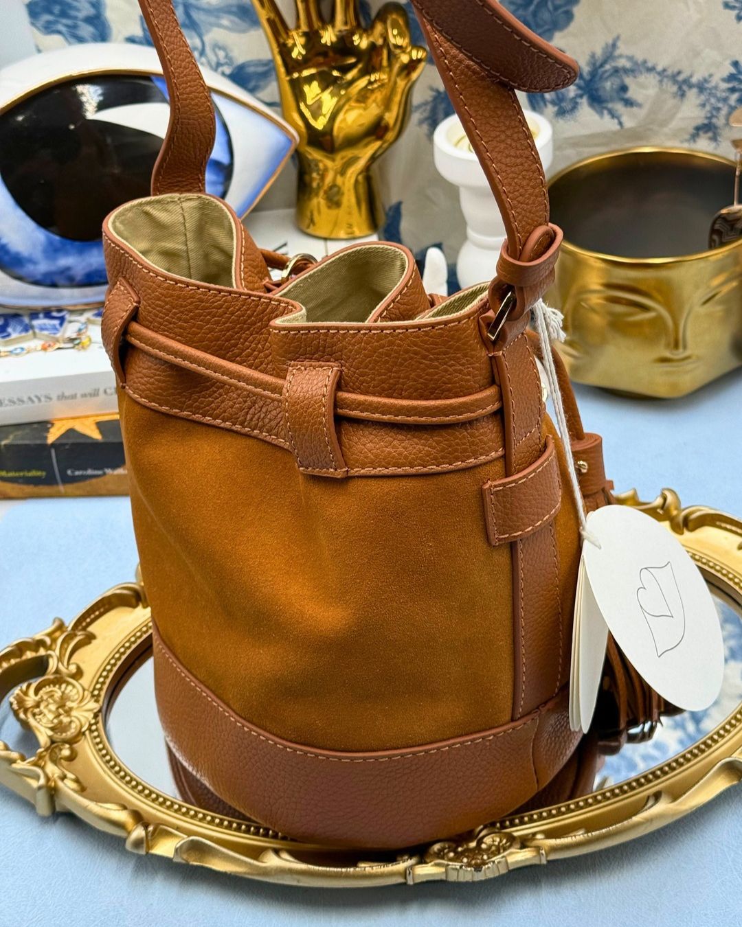 Back view of SEE BY CHLOÉ Vicki Bucket Bag in Caramello