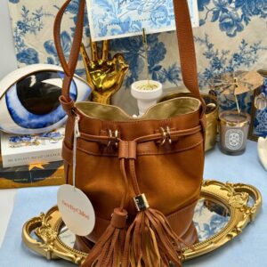 SEE BY CHLOÉ Vicki Bucket Bag in Caramello leather and suede, front view