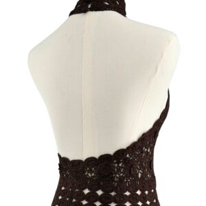 Back view of BEC + BRIDGE Ania Crochet Florette Halter Top showing open back