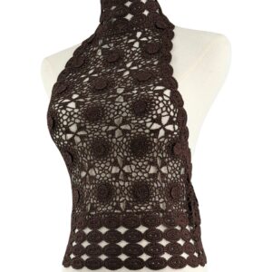 BEC + BRIDGE Ania Crochet Florette Halter Top in Dark Chocolate, front view