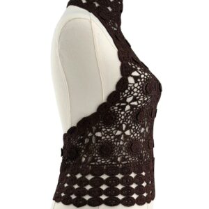 Side view of BEC + BRIDGE Ania Crochet Florette Halter Top showing open back